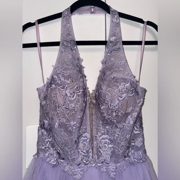 NWT | Mac Duggal Lilac Elegant Lavender Lace Dress Size 4 - Picture 3 of 8